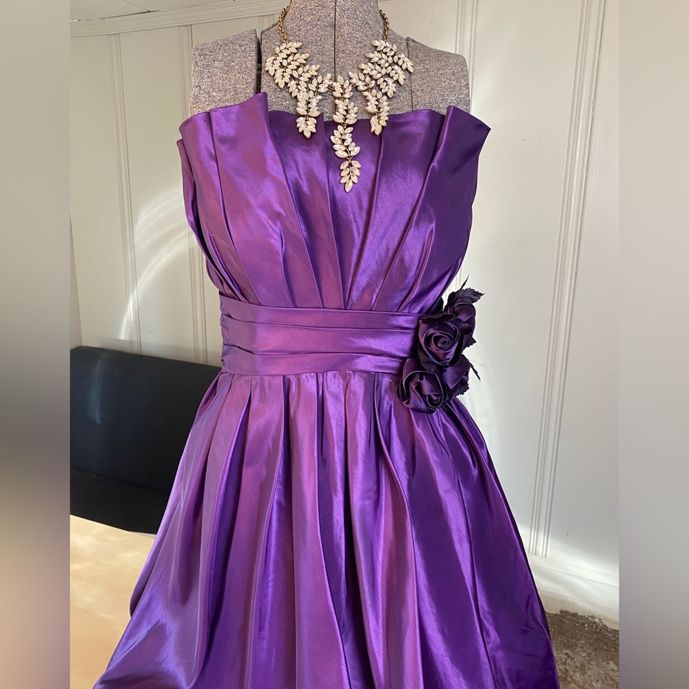 Fun Gorgeous Royal Purple Knee Length Strapless Party Dress